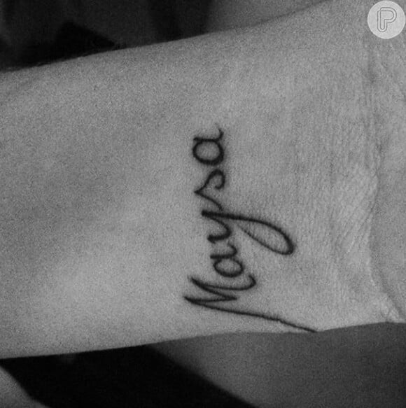 Tânia também tatuou no pulso o nome da filha, Maysa, de 4 anos