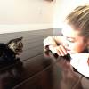 A modelo Gigi Hadid encontrou a gatinha Cleo em uma obra e a adotou no mesmo dia