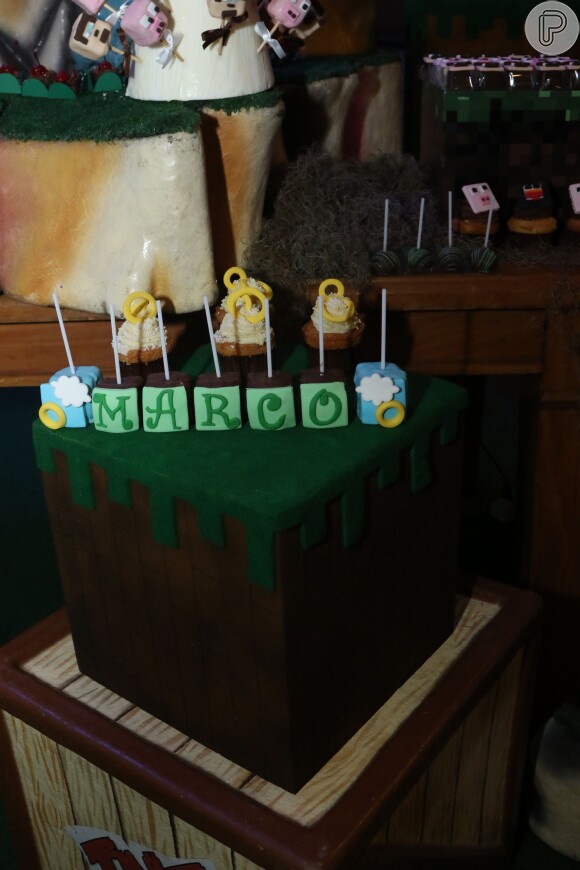 Detalhe da decoração da festa de aniversário dos filhos gêmeos de Suzy Rêgo, Marco e Massimo