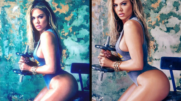 Khloé Kardashian mostra antes e depois do uso de Photoshop e afirma: 'Estou bem'