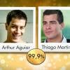 Thiago Martins e Arthur Aguiar foram comparados por aplicativo de celular. 'A gente se veste parecido', disse o intérprete do Duca da novela 'Malhação'