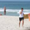 Cauã Reymond foi clicado na tarde desta terça-feira, 28 de julho de 2015, enquanto corria na praia da Barra da Tijuca, Zona Oeste do Rio de Janeiro
