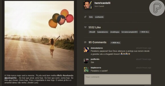 Henri Castelli publica post no Instagram e afirma estar feliz e sonhando
