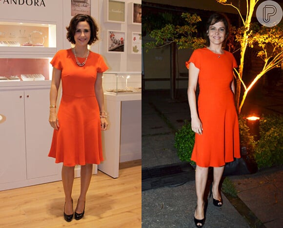 Em dezembro do ano passado, Guilhermina Guinle escolheu um vestido laranja da estilista Andrea Marques. Em março de 2013, Drica Moraes usou a mesma peça no 25º Prêmio Shell