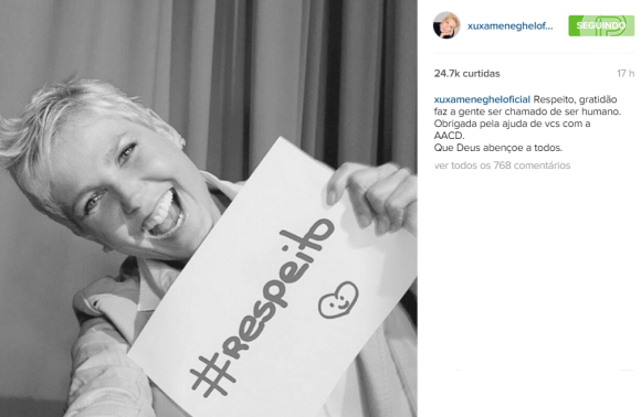 Xuxa pede respeito e pede para que os seguidores ajudem ao 'Teleton'