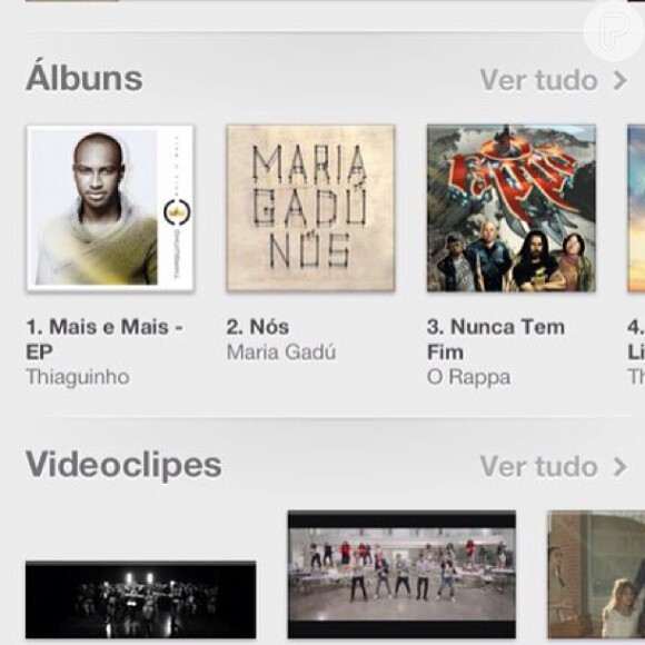 Fernanda Souza publica foto do EP de Thiaguinho entre os mais vendidos do site iTunes