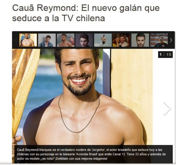 Cauã Reymond ganha título de galã que seduz a TV chilena em matéria de site internacional