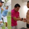 À esquerda na montagem de fotos, Ronaldo Fenômeno exibe barriga volumosa no último domingo (9) em torneio de golfe; à direita, o ex-jogador aparece com a silhueta bem mais magra nesta quinta-feira, 13 de dezembro de 2012