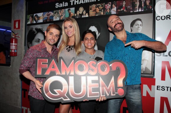 Thammy Miranda participa da festa do programa 'Famos Quem', do SBT, e posa Marcello Boffat, Lola Melnick e Diego Ramiro