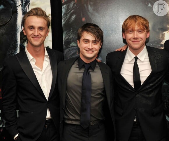 Embora seus personagens sejam inimigos em Harry Potter, Tom Felton (Draco Malfoy), Daniel Radcliffe (Harry Potter) e Rupert Grint (Ronald Weasley) se dão bem fora dos sets