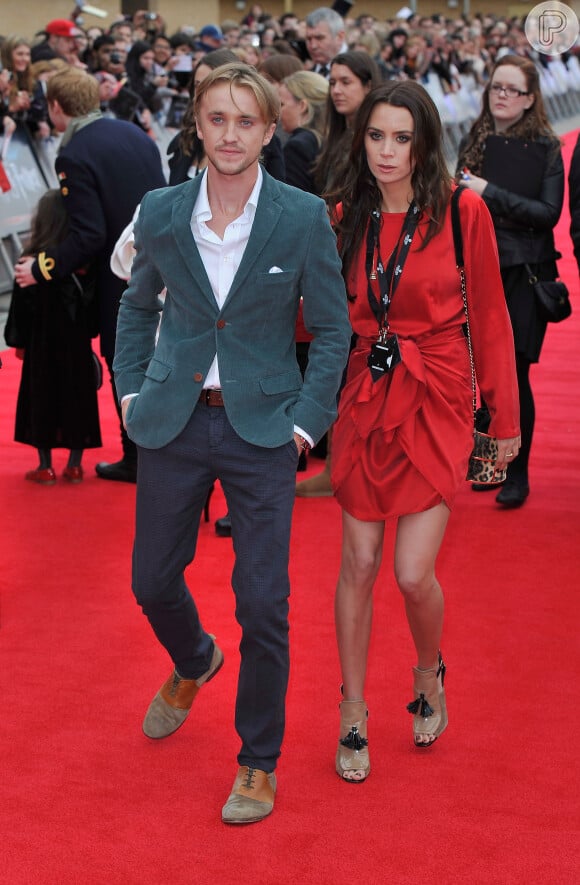 Tom Felton e Jade Olivia costumam comparecer aos eventos de cinema juntos e com muito estilo