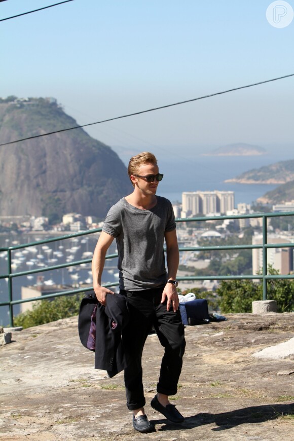 Tom Felton se admirou com a beleza do Brasil. Ele até escreveu, em sua conta do twitter: 'Finalmente estou no Brasil! Estou no Rio há uma hora e já estou fascinado com sua beleza'