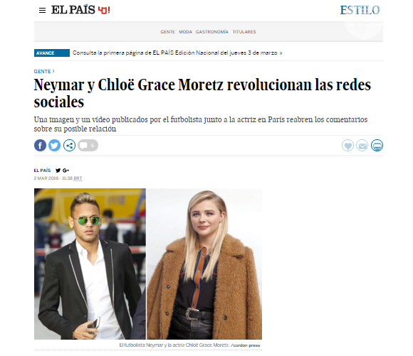 O jornal espanhol 'El País' citou a repercussão nas redes sociais