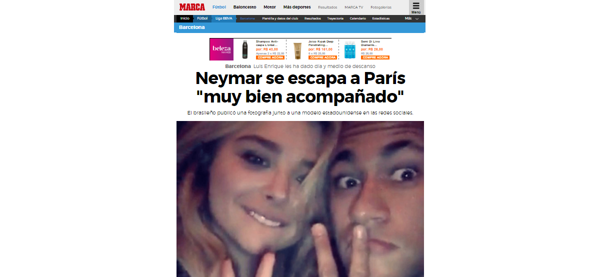 Foto: O jornal 'El Mundo' perguntou se Neymar e Chloë estavam passando uma  semana romântica em Paris - Purepeople