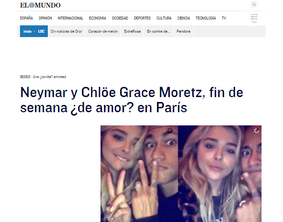 Foto: O jornal 'El Mundo' perguntou se Neymar e Chloë estavam passando uma  semana romântica em Paris - Purepeople