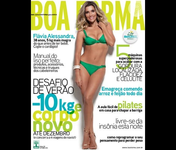Flávia Alessandra estampa capa da edição de outubro da revista 'Boa Forma'