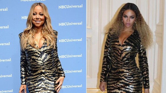 Mariah Carey repete vestido da grife Balmain já usado por Beyoncé. Compare foto!