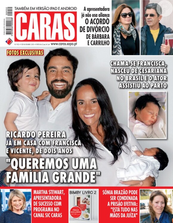Ricardo Pereira apresenta a filha recém-nascida, Francisa, à revista 'Caras' de Portugal