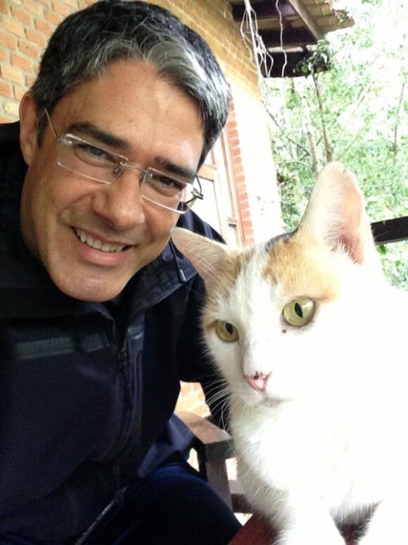 William Bonner surpreende mais uma vez os seus seguidores do Twitter ao postar uma foto ao lado de um gatinho