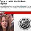 Novembro de 2010 - Miley é pega bebendo cerveja aos 17 anos de idade na Espanha
