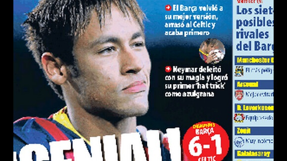 Neymar é exaltado por jornais espanhóis após boa atuação contra Celtic: 'Genial'