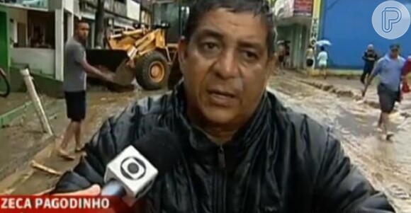 Zeca Pagodinho, emocionado, dá entrevista à TV Globo na quinta-feira, 3 de janeiro de 2013, data da tragédia em Xerém
