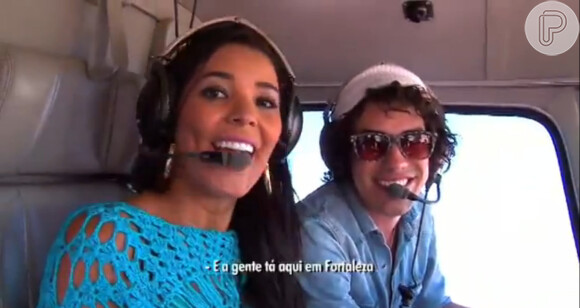 Sam Alves sobrevoou Fortaleza de helicóptero a convite do programa 'Se liga da TV', exibido pela TV Verdes Mares, afiliada da Rede Globo no Ceará