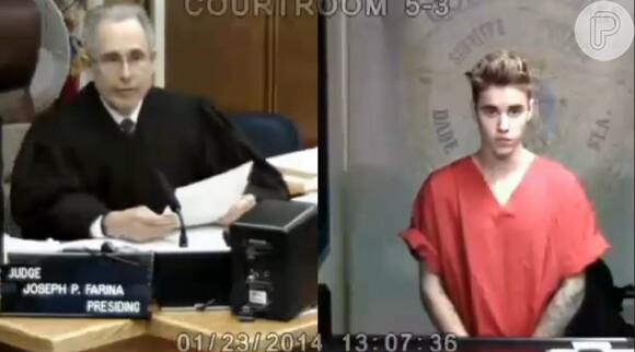 O juíz decretou uma fiança de U$ 2500  para Justin Bieber