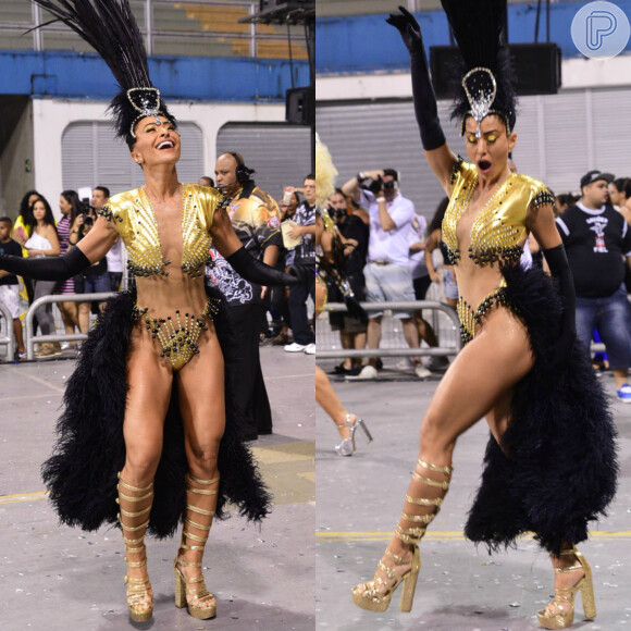 Carnaval 2017: Sabrina Sato usa body cavado e com transparência em ensaio da Gaviões na madrugada deste domingo, dia 12 de fevereiro de 2017