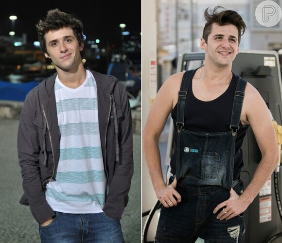 Gil Coelho antes e depois da caracterização como o personagem Wesley, de 'A Lei do Amor'