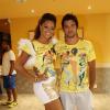 Juliana Alves com o namorado, Guilherme Duarte, na feijoada da Unidos da Tijuca