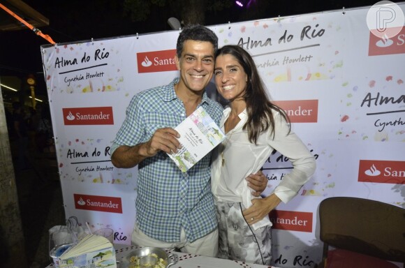Eduardo Moscovis marca presença no lançamento do livro 'Alma do Rio' da mulher, Cynthia Howlett, na Gávea, Zona Sul do Rio de Janeiro, em 17 de fevereiro de 2014