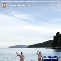 Grávida de 5 meses, Andressa Suita exibe barriga ao fazer stand up paddle. Vídeo