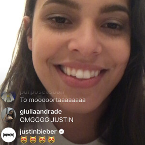 A ex-BBB Mayla 'surtou' após Justin Bieber deixar um comentário em sua live