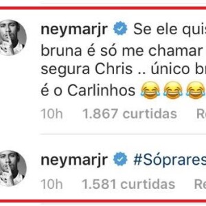 'Único Brown que conheço é o Carlinhos (risos)', escreveu Neymar sobre Chris Brown