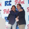 Roberto Carlos e Tony Ramos na coletiva da Friboi