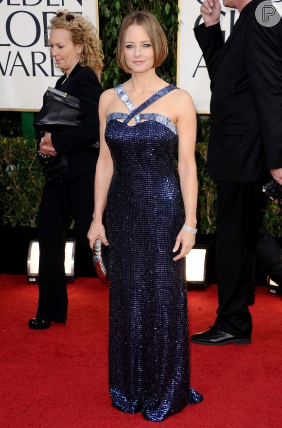 Jodie Foster posa para fotos na cerimônia do Globo de Ouro