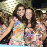 Juliana Paes se diverte ao lado da cantora Ana Carolina em camarote do Rio
