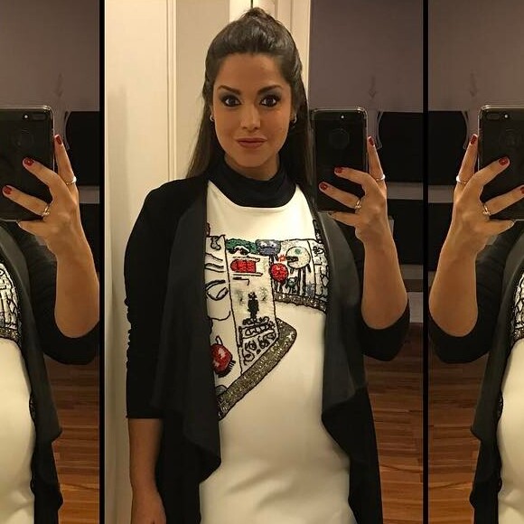 Aos cinco meses, Thais Fersoza mostrou barrigão de grávida e look básico