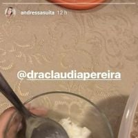Andressa Suita mata desejo de grávida comendo canjica fitness: 'Coco e amendoim'