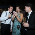 Ex-BBBs Antonio, Vivian e Luiz Felipe se divertem em festa de casamento