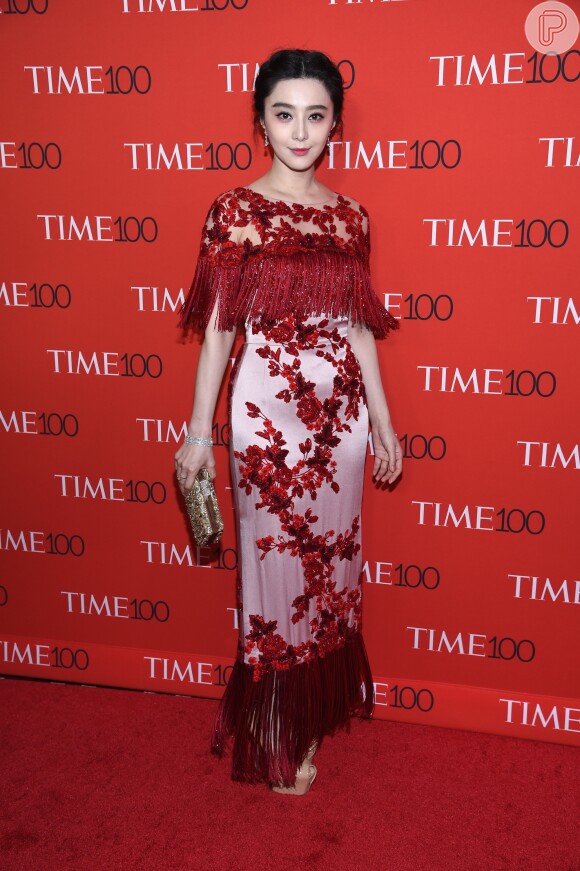 Fan Bingbing usou vestido Marchesa no baile de gala Time 100, em Nova York, nesta terça-feira, 25 de abril de 2017