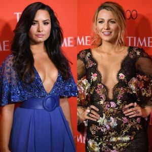 Demi Lovato e Blake Lively apostaram no decote para o baile de gala Time 100, em Nova York, nesta terça-feira, 25 de abril de 2017. Veja mais looks!