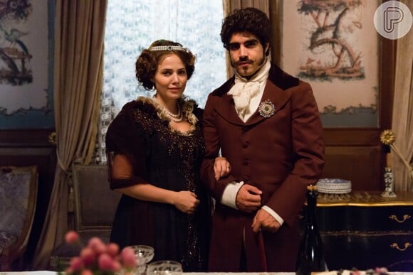 Dom Pedro (Caio Castro) descobre que Leopoldina (Letícia Colin) está grávida, na novela 'Novo Mundo'