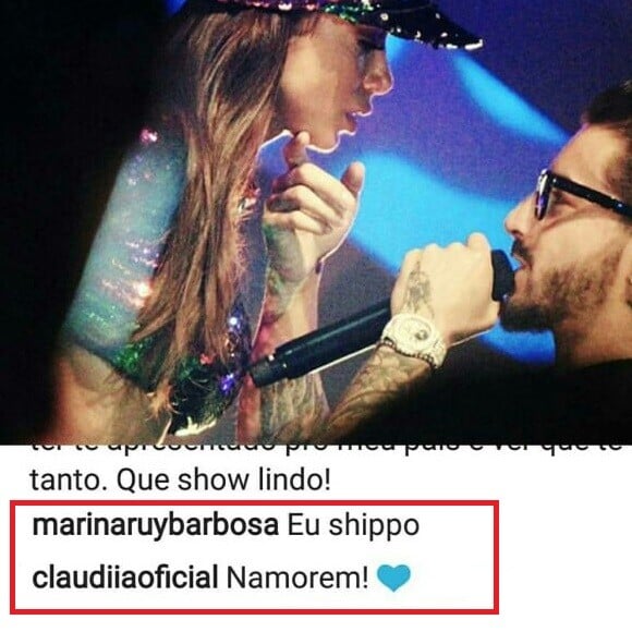 Marina Ruy Barbosa comenta em foto de Anitta e Maluma: 'Shippo'