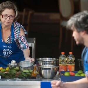 Mirian Cobre e Fabrizio Barata não se entenderam durante uma prova em grupo no 'MasterChef Brasil'