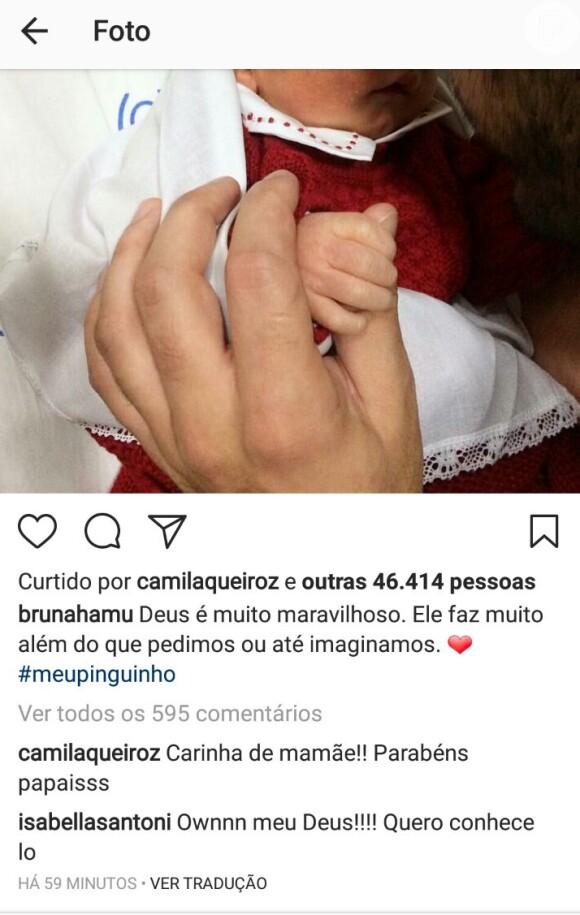 Bruna Hamú recebeu comentários de Camila Queiroz e Isabella Santoni nesta quarta-feira (03)