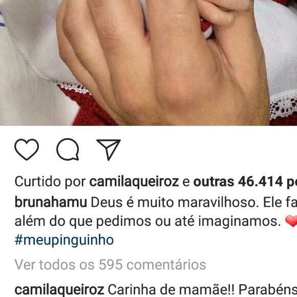 Bruna Hamú recebeu comentários de Camila Queiroz e Isabella Santoni nesta quarta-feira (03)