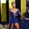 Jasmine Tookes usou um vestido da estilista carioca Lethicia Bronstein no MTV Movie and TV Awards, que aconteceu em Los Angeles, Estados Unidos, na noite deste domingo, 7 de maio de 2017