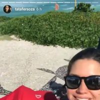 Thais Fersoza e Michel Teló levam filha, Melinda, à praia: 'Delícia'. Vídeo!